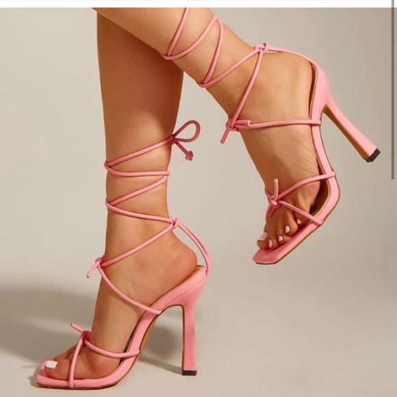 - SHEIN Barbie pink lace up heels - Picture 1 of 14